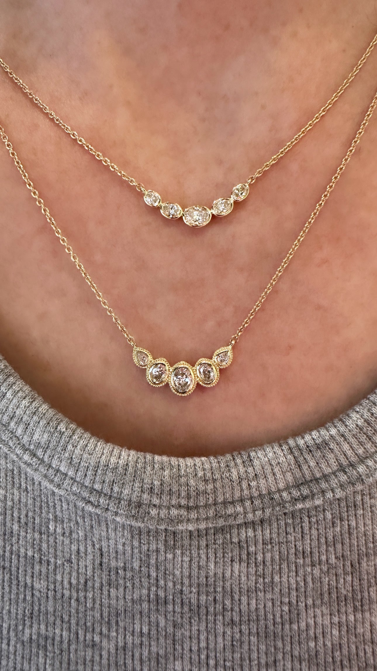 Oval and Pear Shape Diamond Necklace