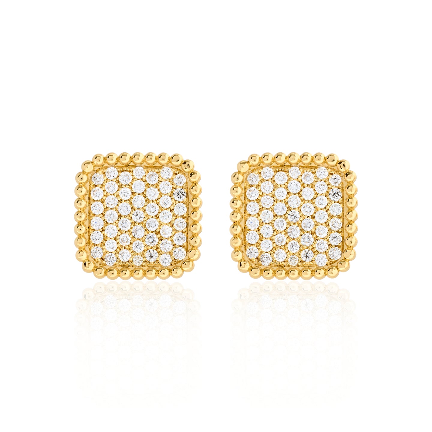 Square Shape Pave Diamond Earrings