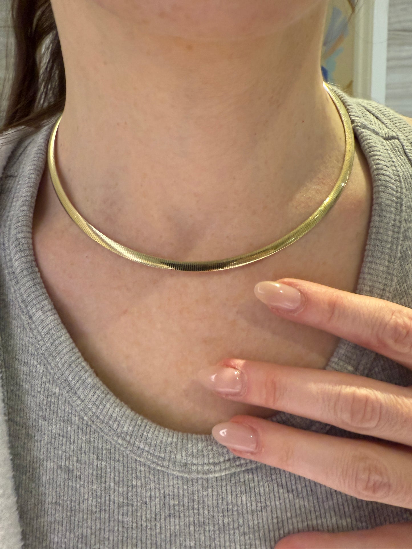 Reversible Solid Gold Omega Necklace