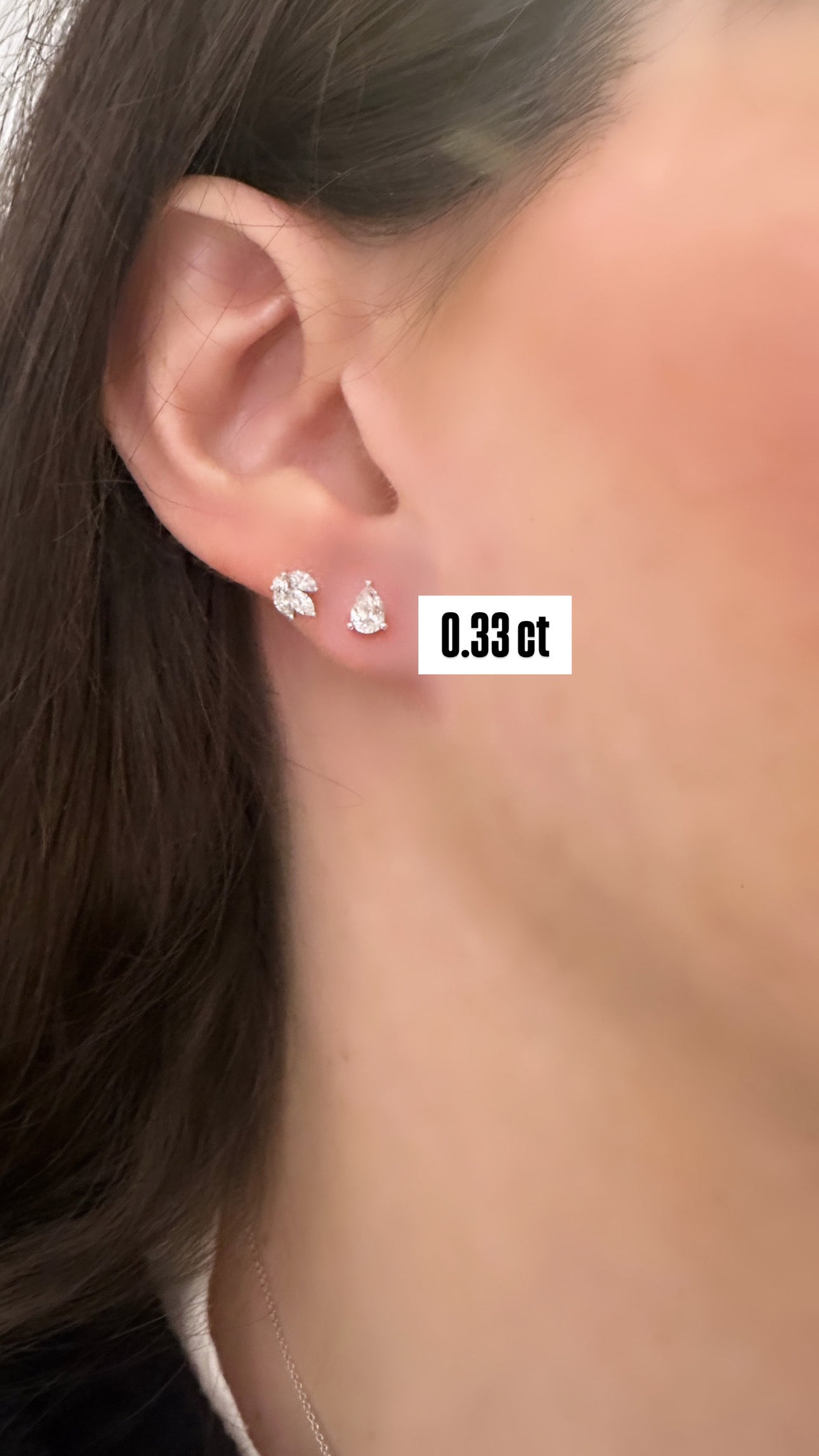 Pear Shape Diamond Flat Back Stud Earring