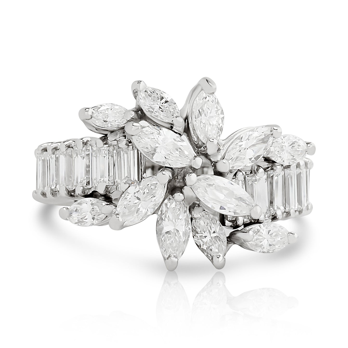 Estate Platinum Diamond Marquis and Baguette Band