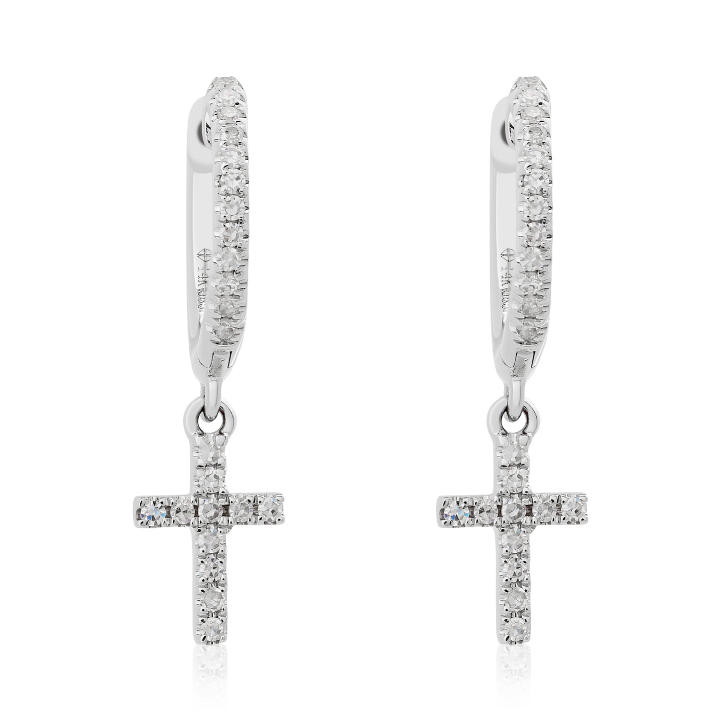 Petite Diamond Dangle Cross Earrings