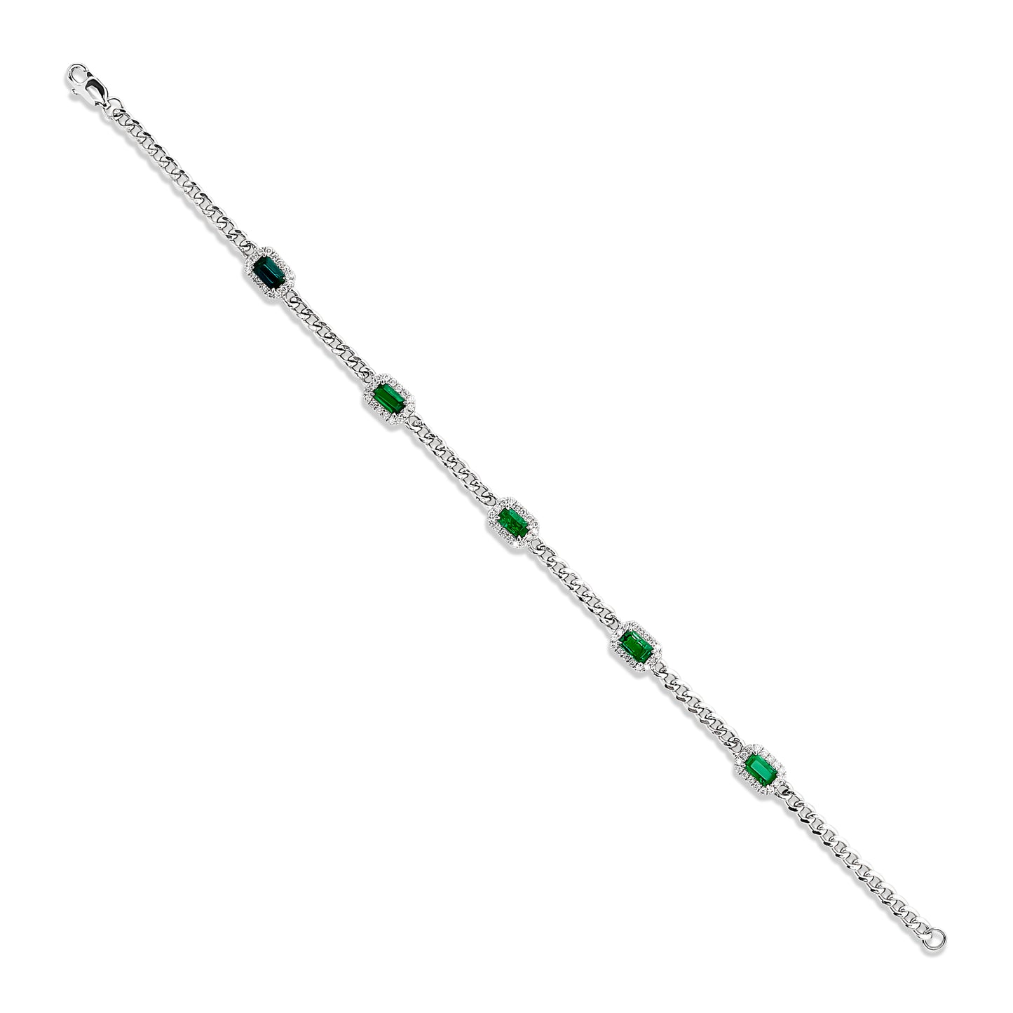 East West Emerald and Diamond Bracelet