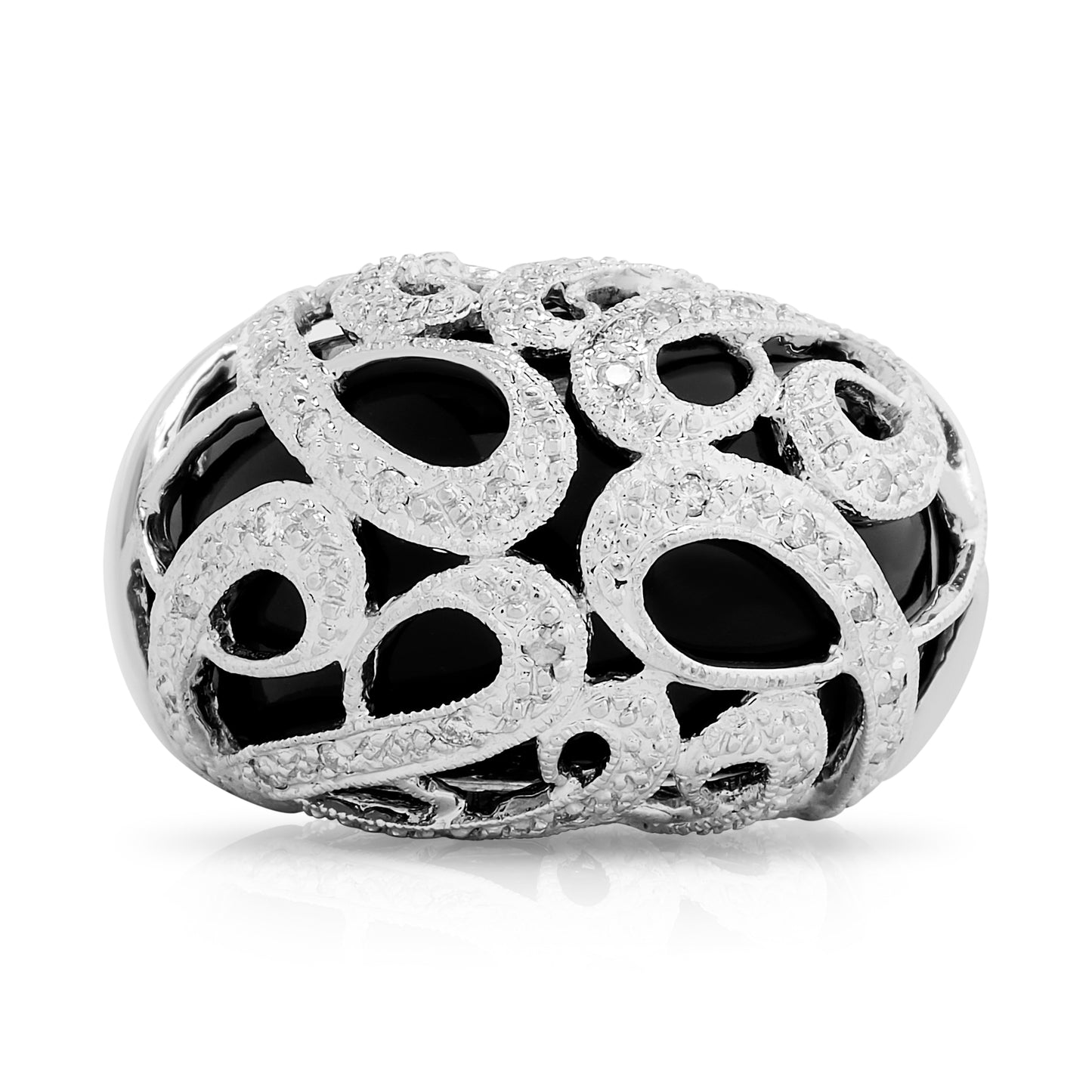 Estate Onyx and Diamond Dome Ring