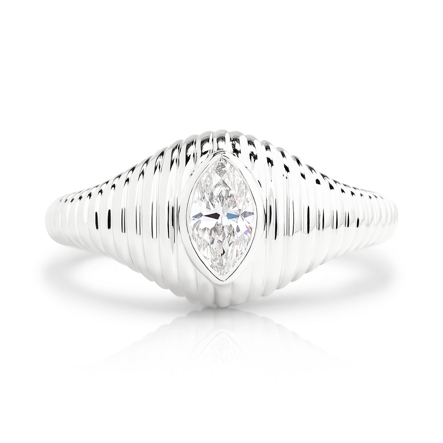 Fluted Marquise Diamond Ring