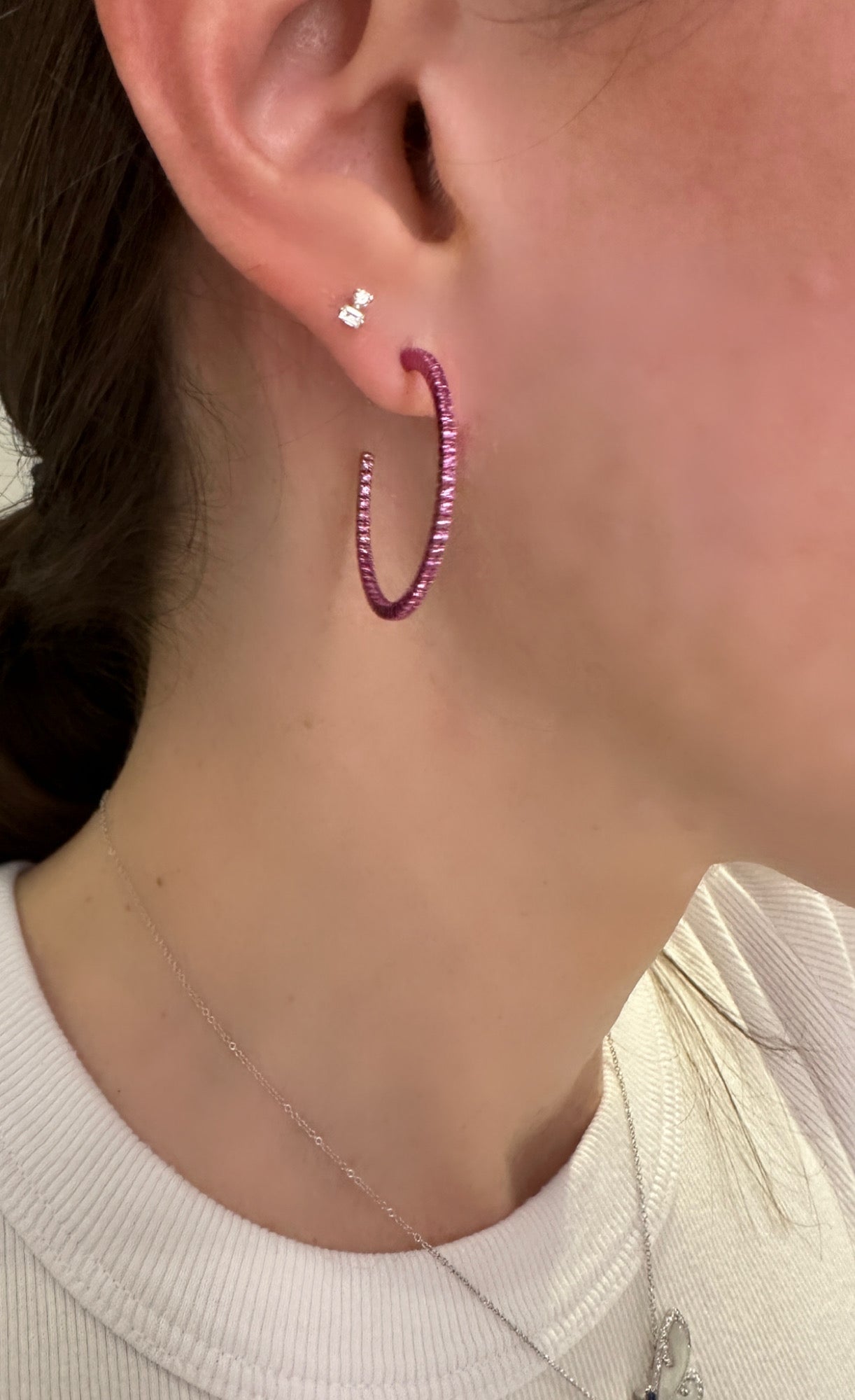 Pink Sapphire Vibrant Hoop Earrings