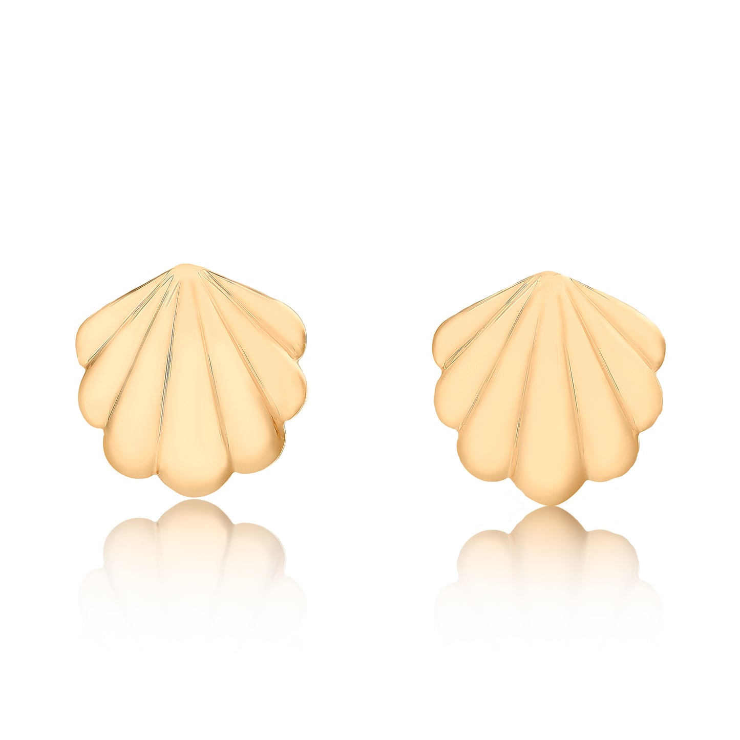 Plain All Gold Seashell Stud Earrings