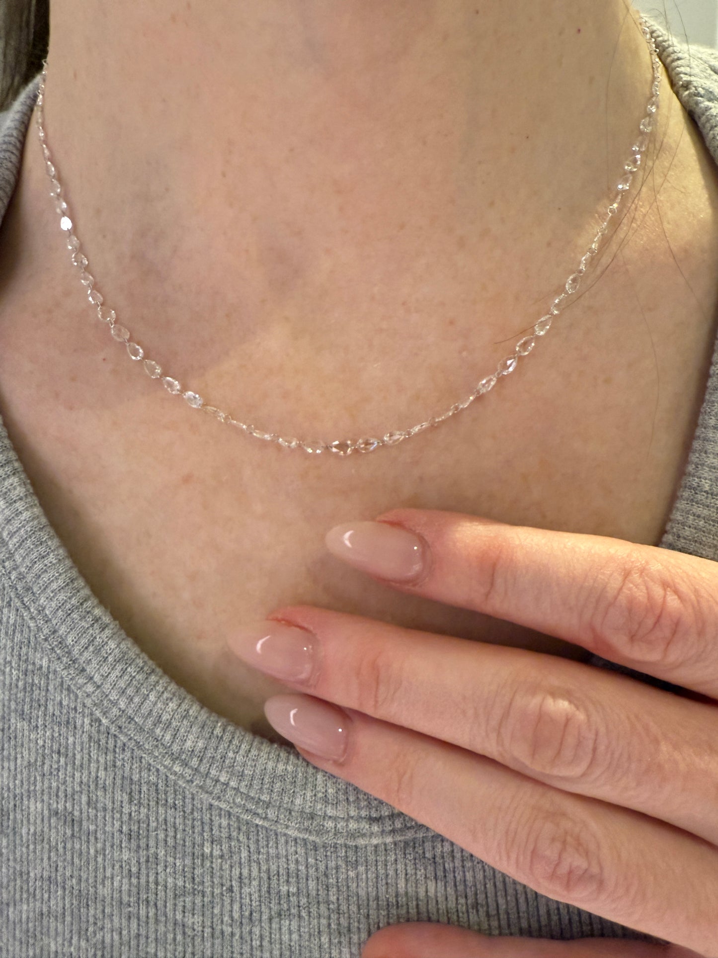 Rose Cut Pear Diamond Necklace