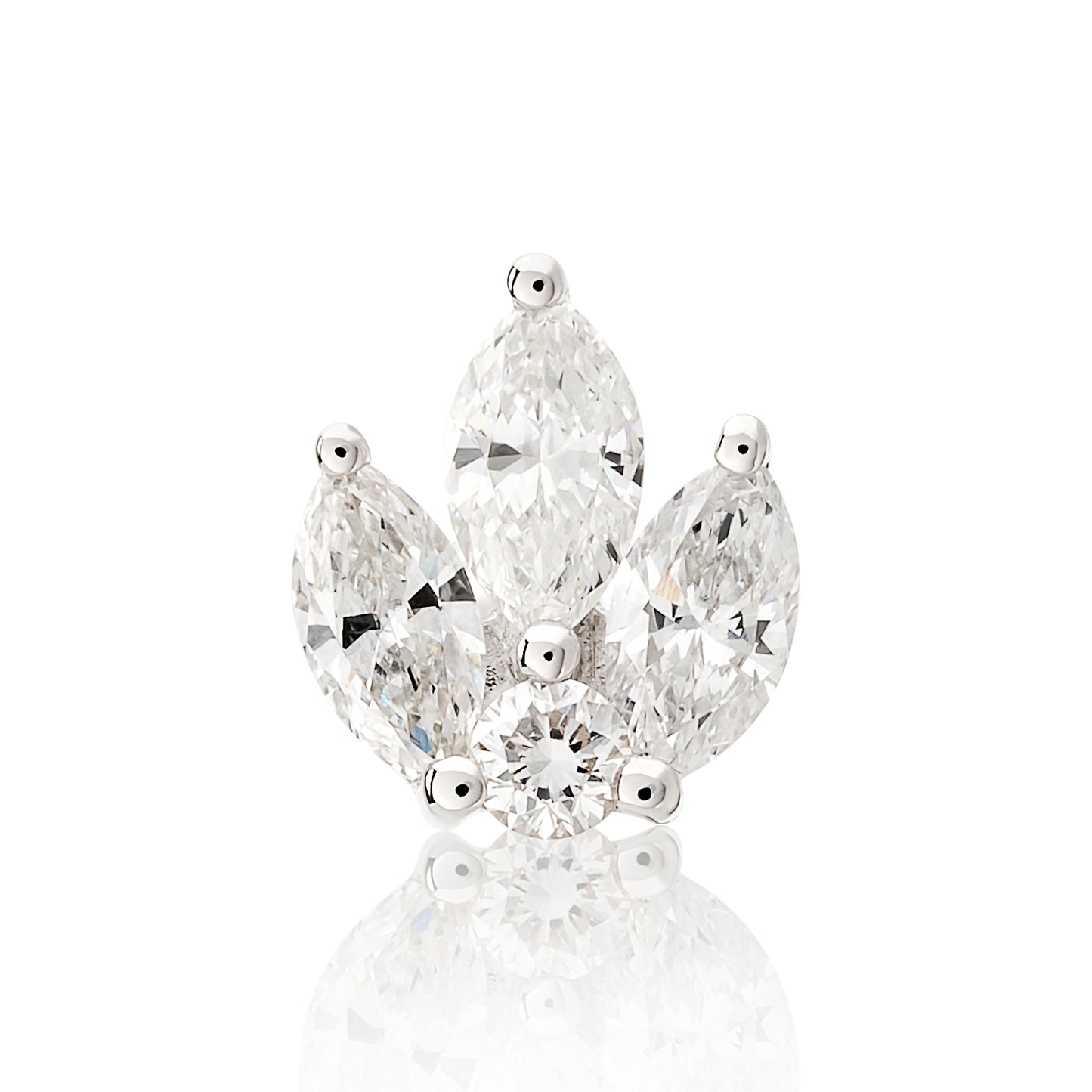 Diamond Leaf Flat Back Stud Earring