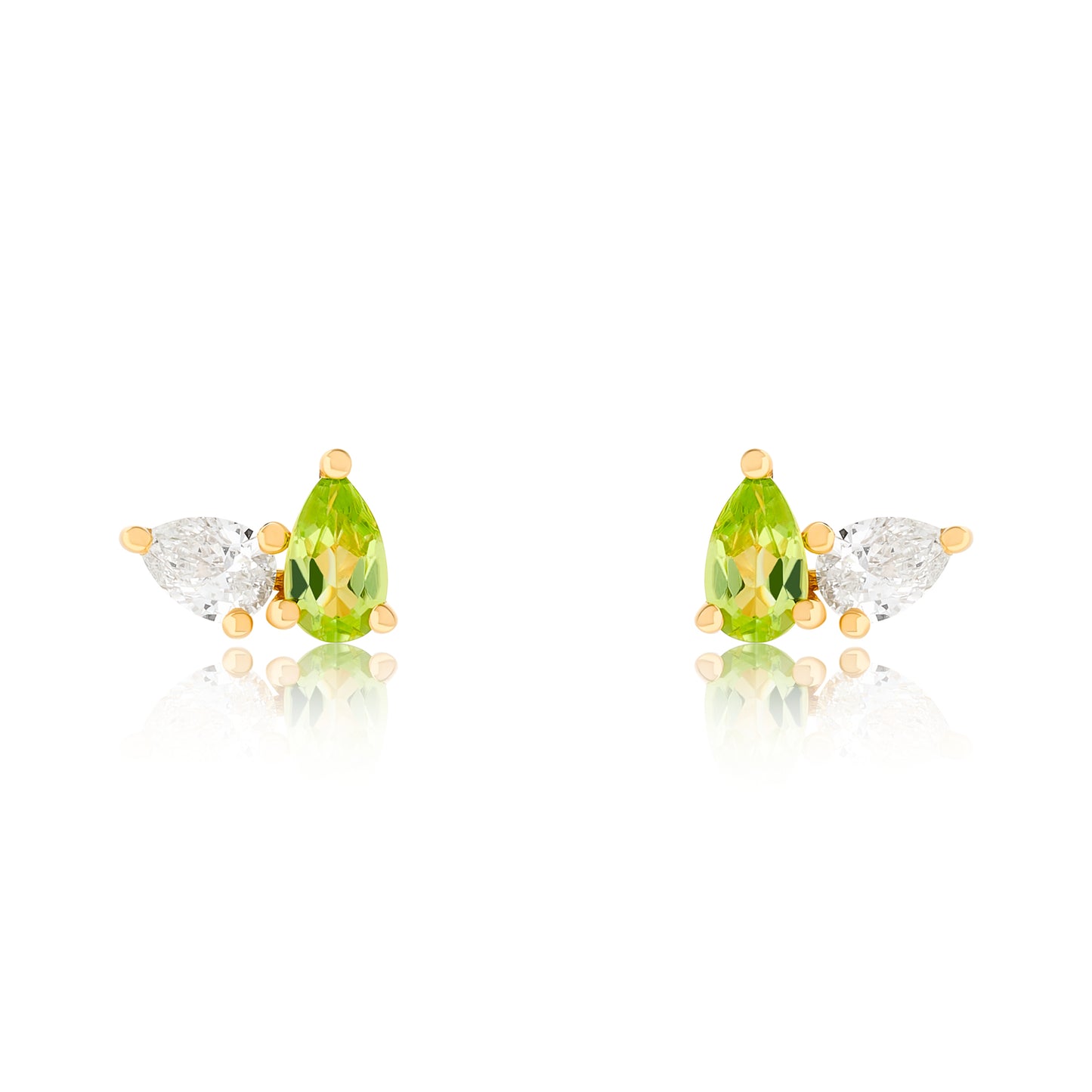 Toi Et Moi Diamond and Peridot Birthstone Stud Earrings