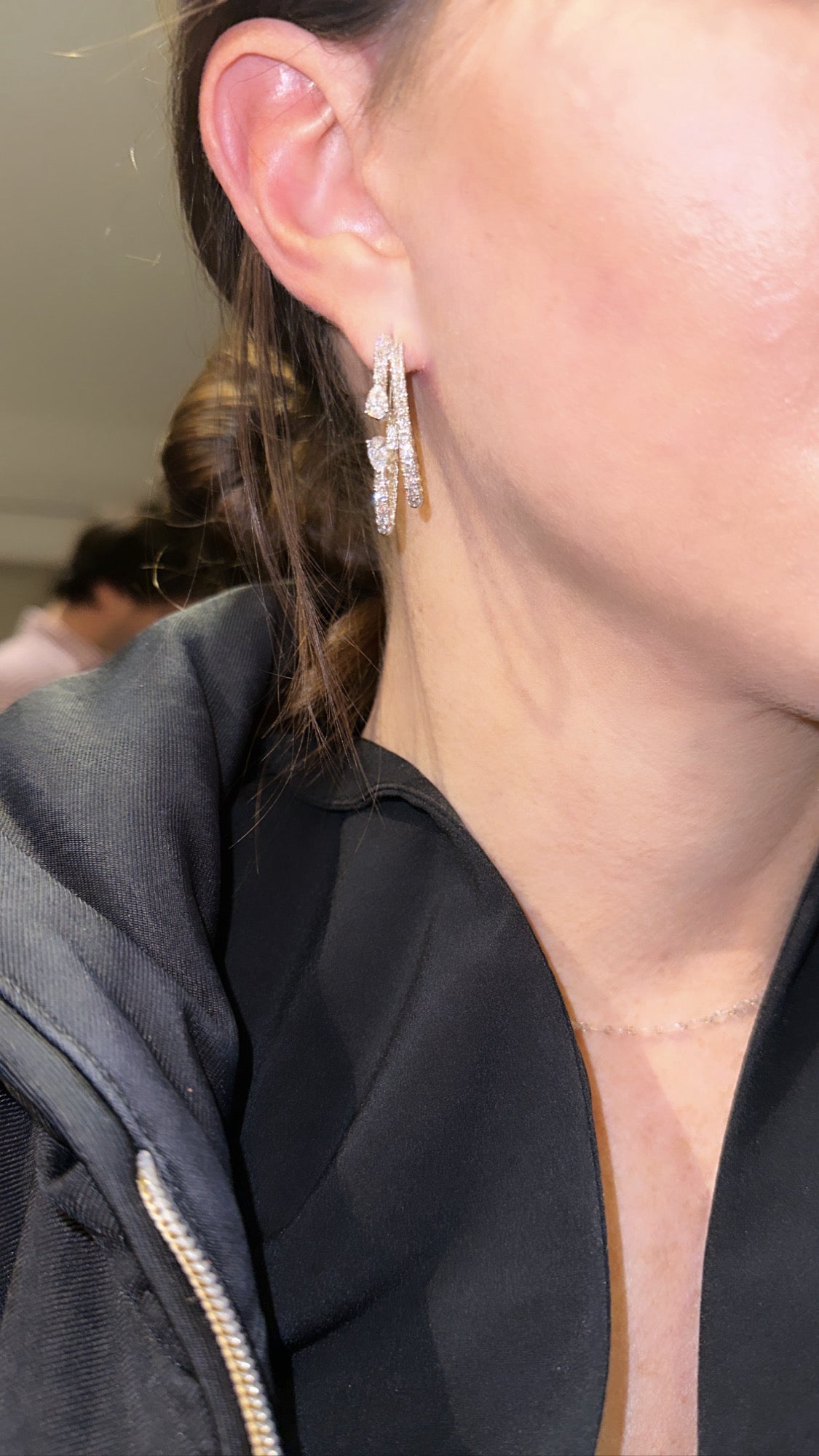 Double Row Diamond Hoop Earrings