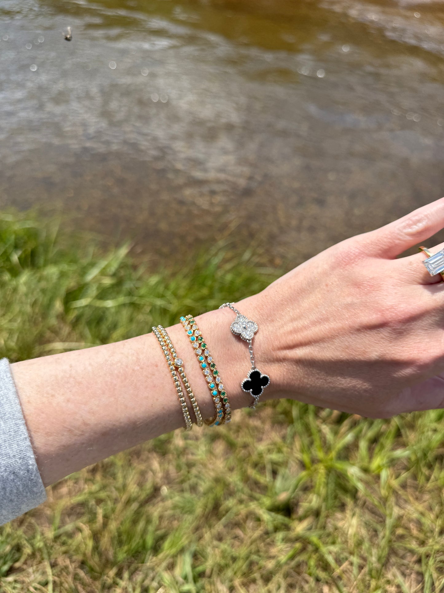 Petite Heart Turquoise and Diamond Bracelet