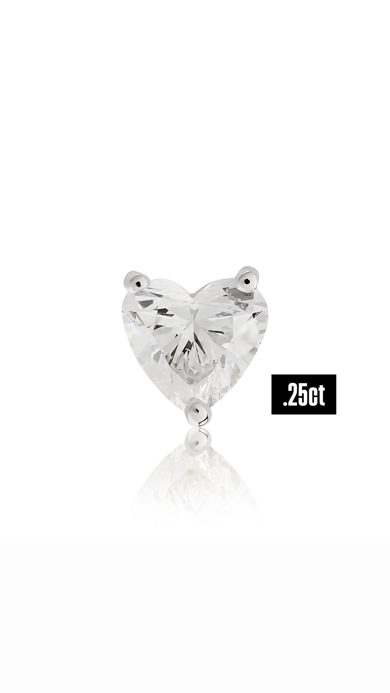 Diamond Flat back Heart Stud Earring