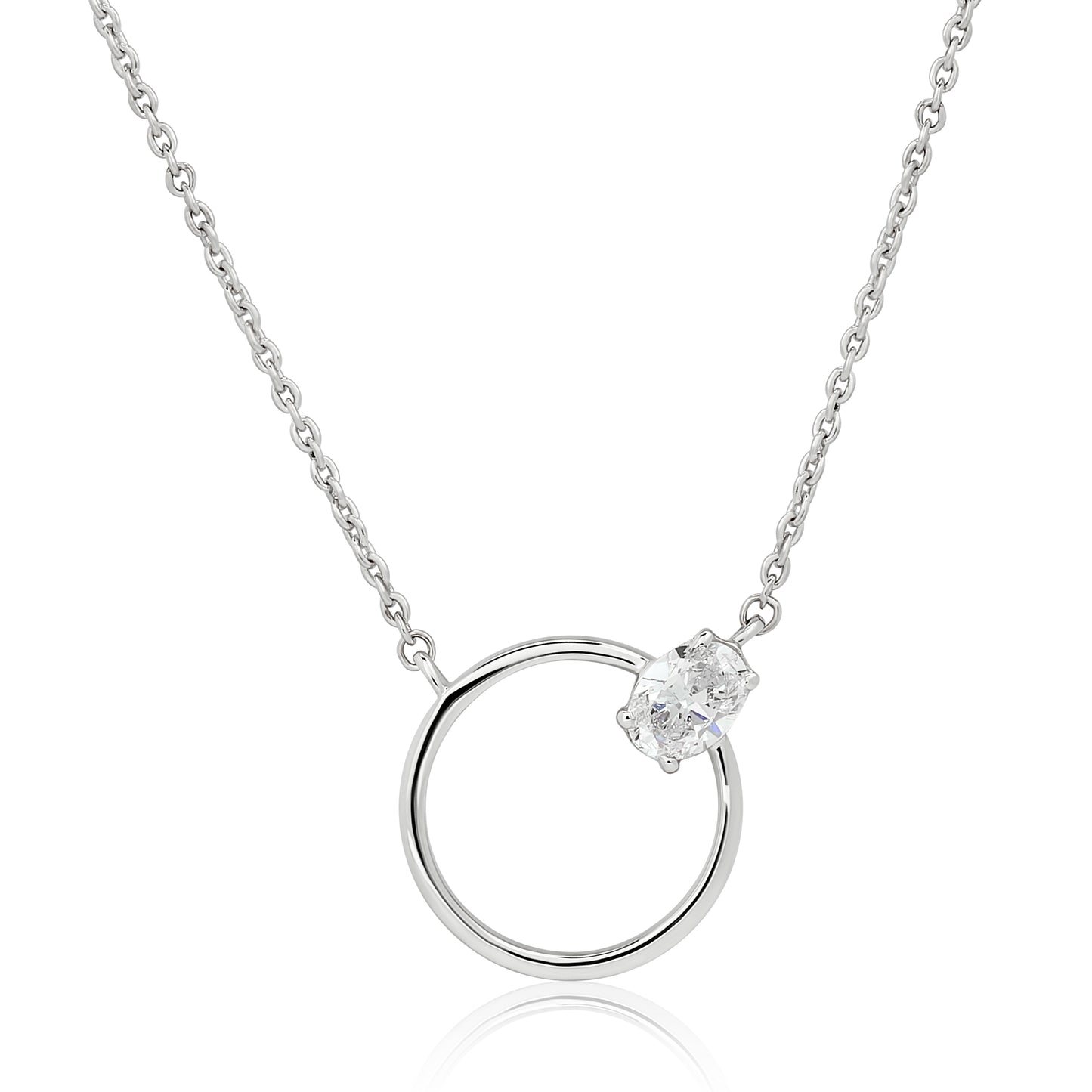 Open Circle Oval Diamond Pendant