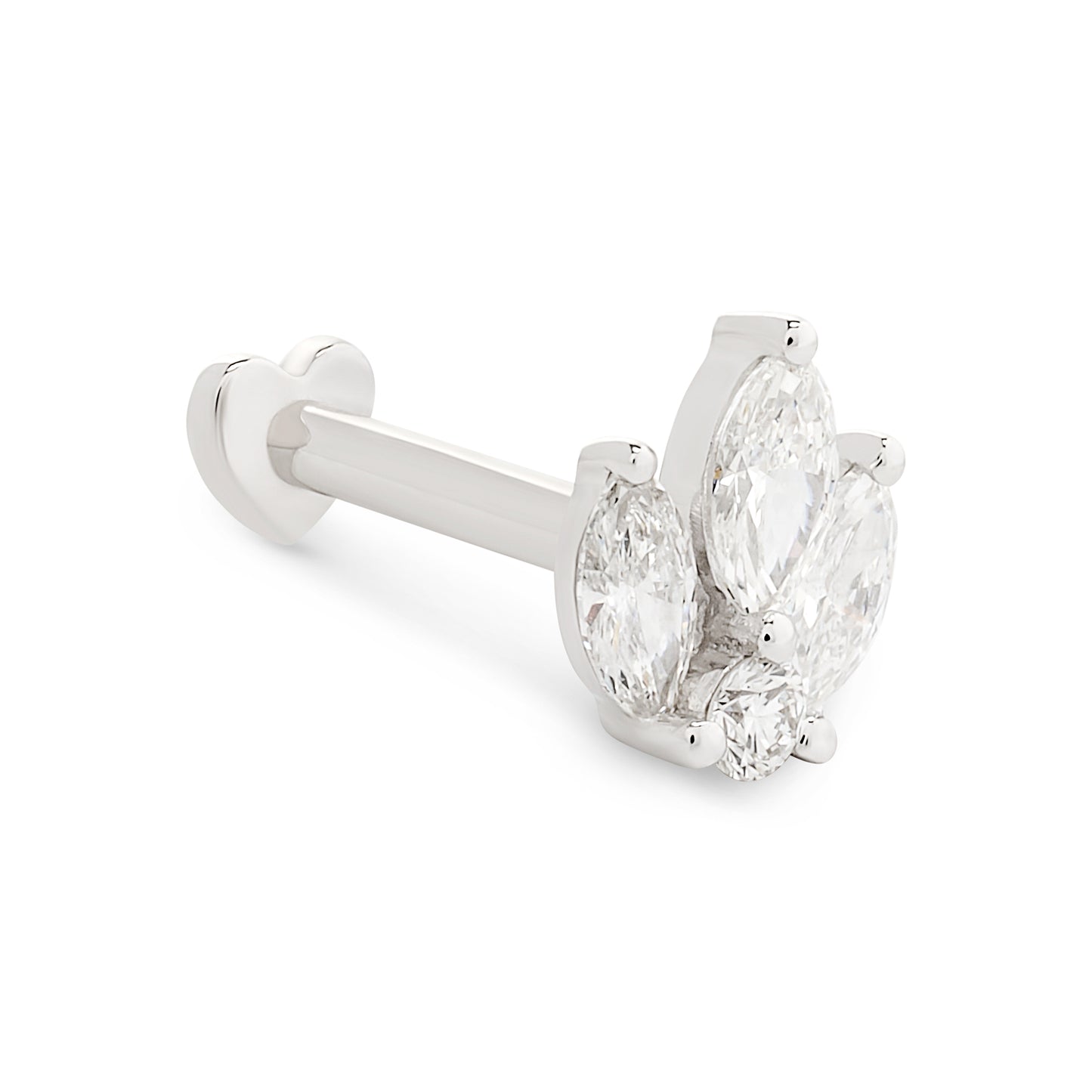 Diamond Leaf Flat Back Stud Earring