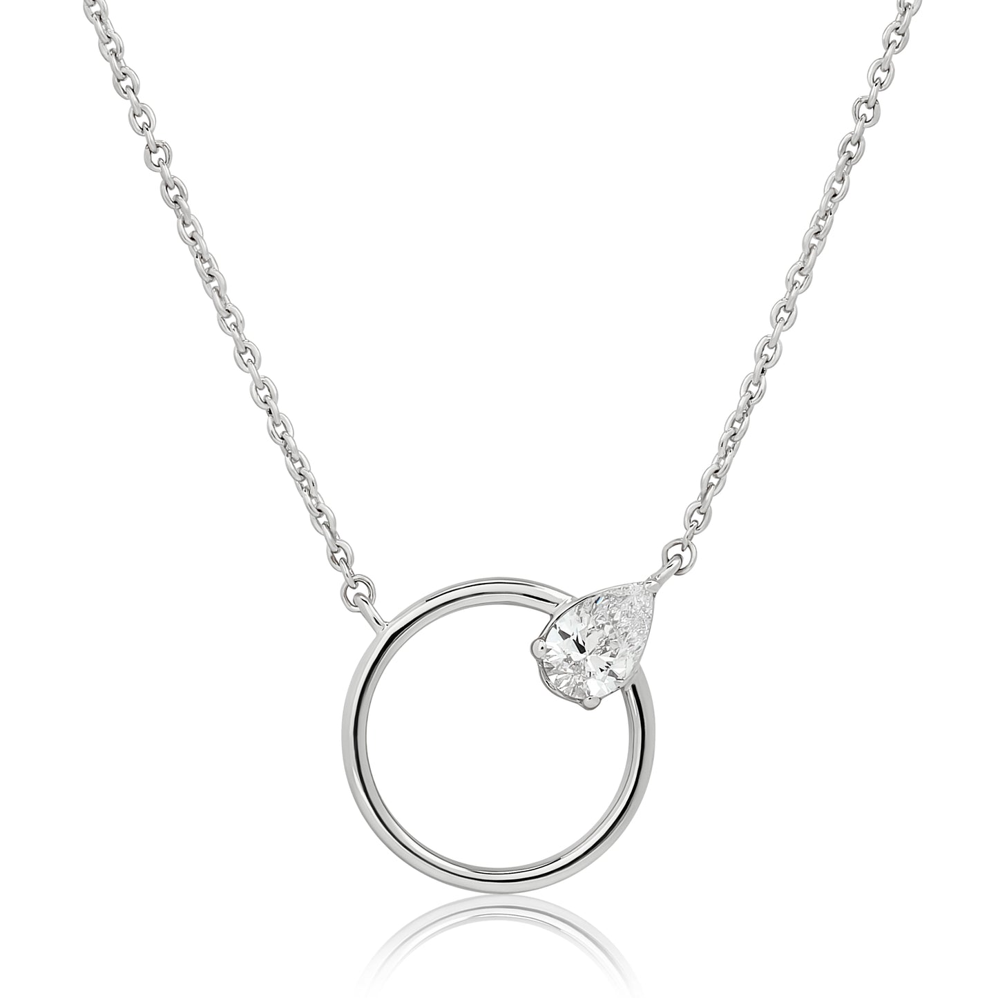 Open Circle Pear Diamond Pendant