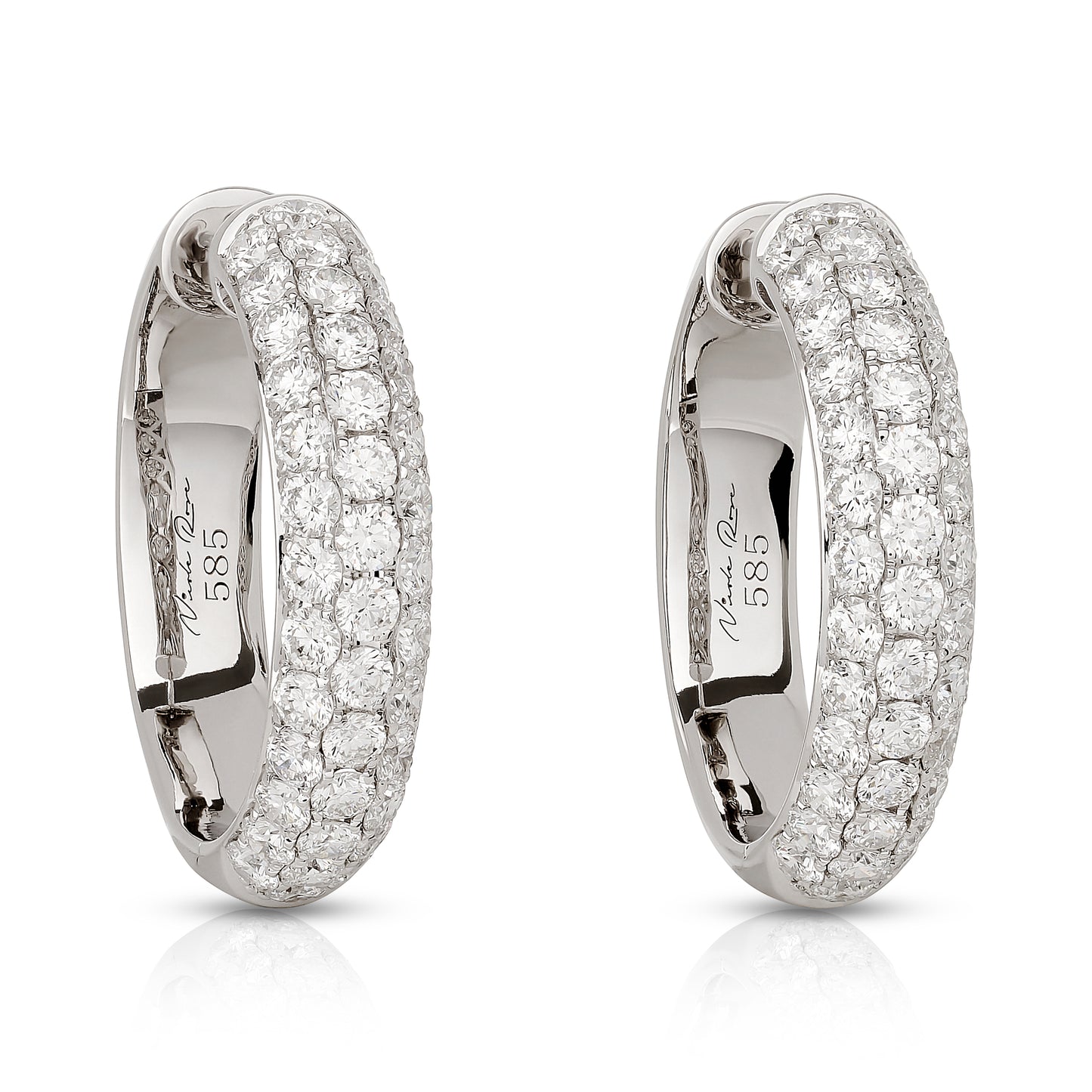 Half Way Pave Diamond Hoop Earrings