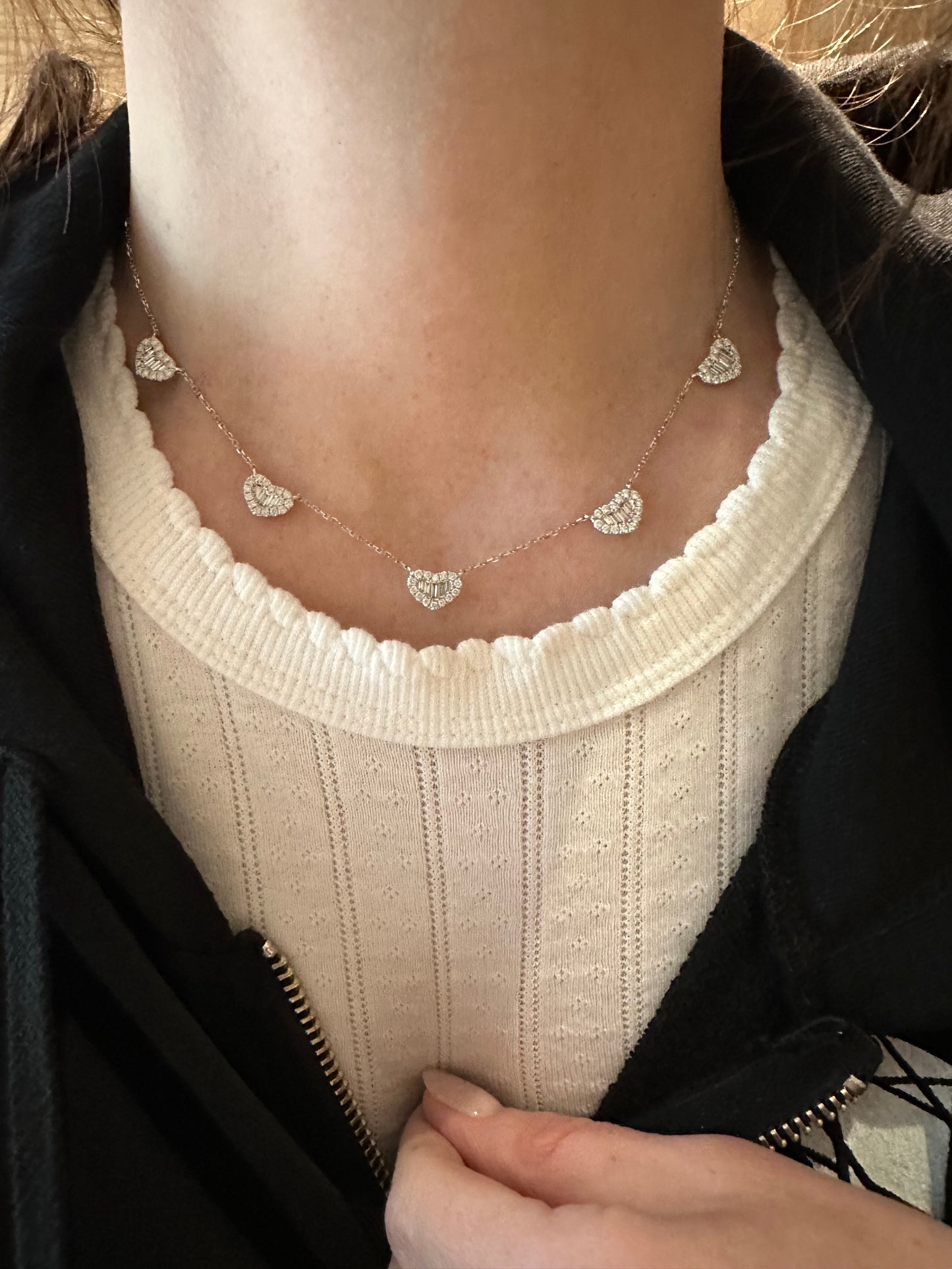 Five Diamond Heart Necklace