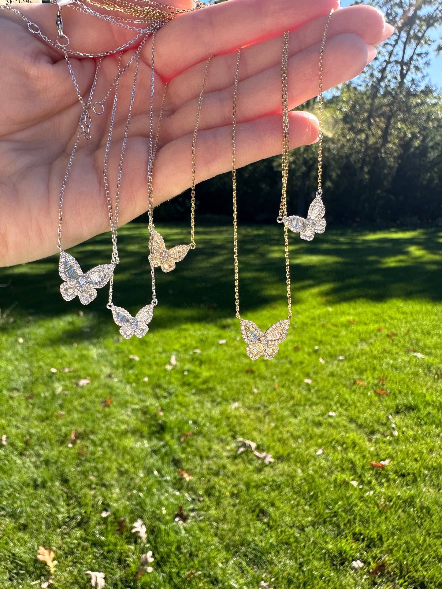 Romantic Diamond Butterfly Pendant In Size 3