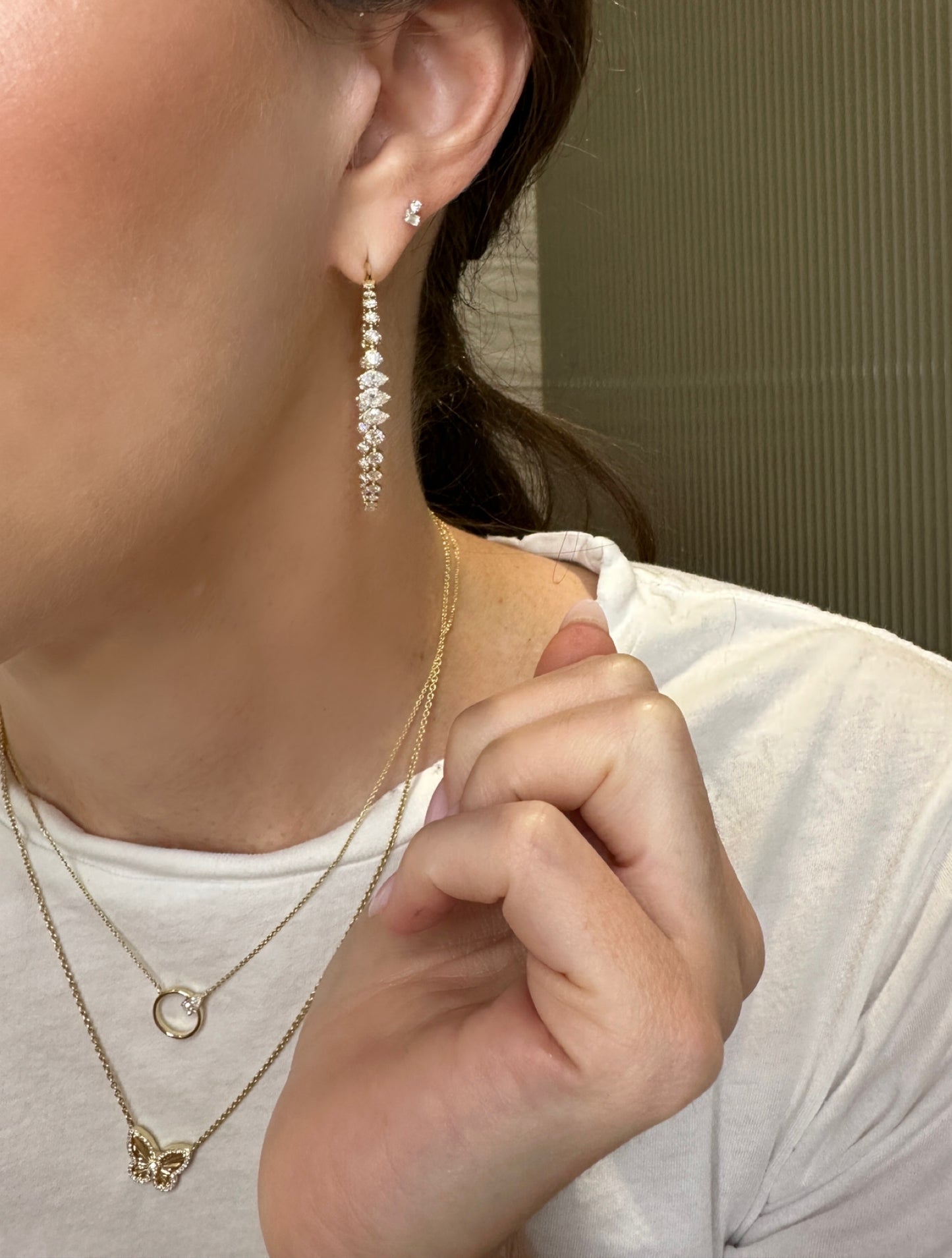 Marquise and Round Diamond Hoop Earrings
