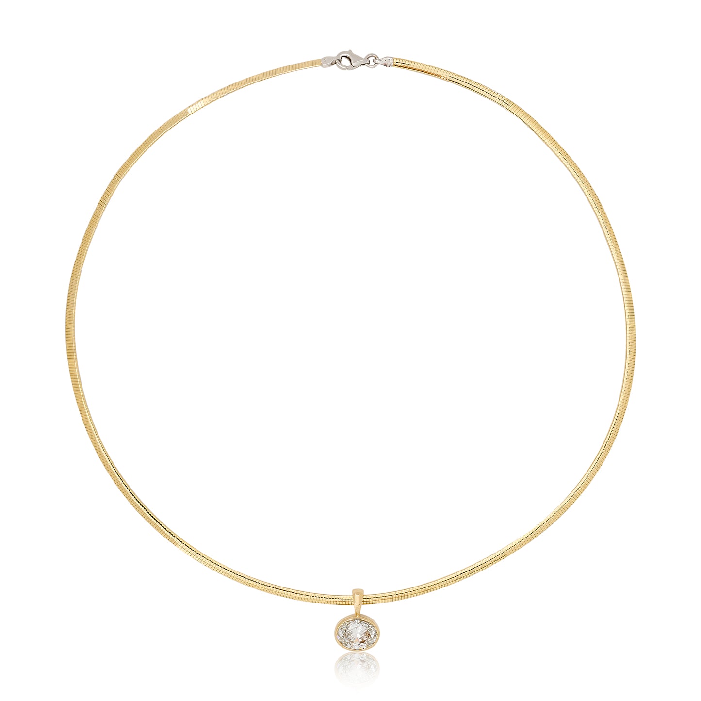 Three Carat East West Oval Diamond On Omega Chain