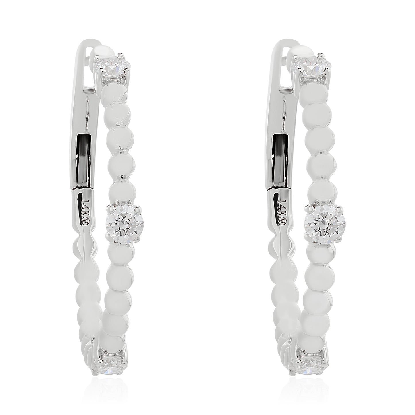 Beaded Diamond Hoop Earrings