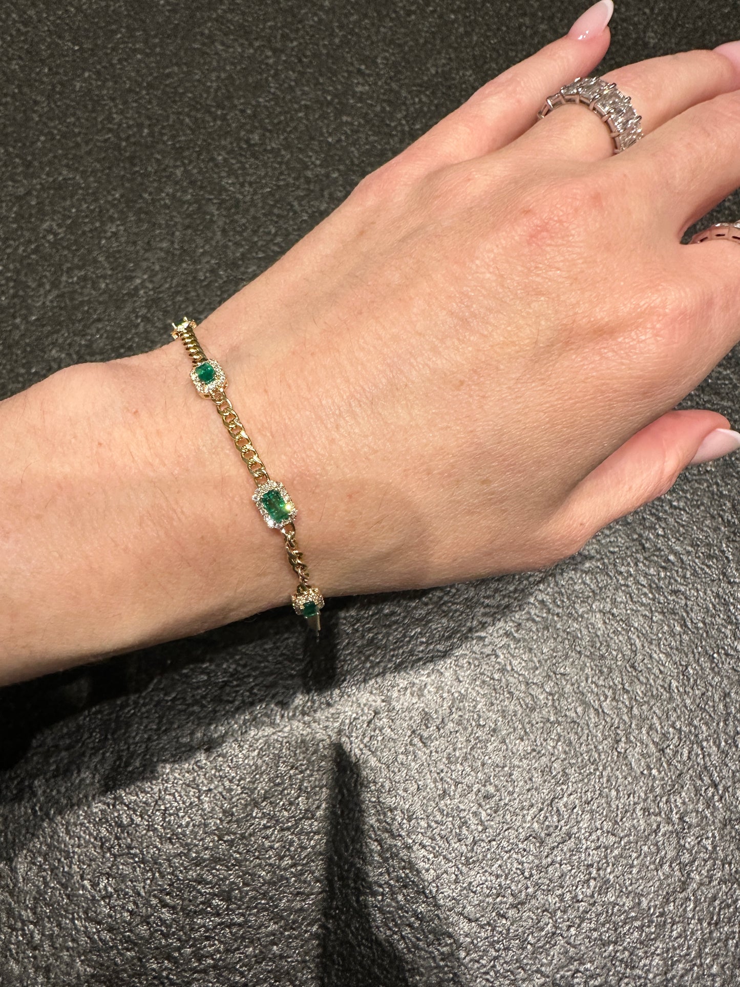 East West Emerald and Diamond Bracelet