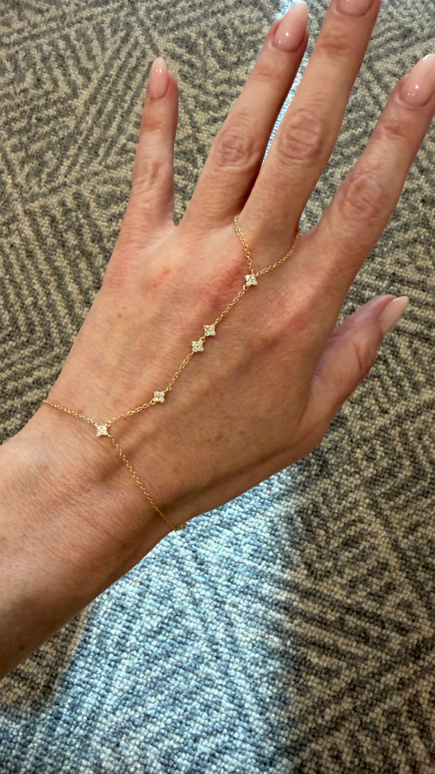 Diamond Cluster Hand Chain Bracelet
