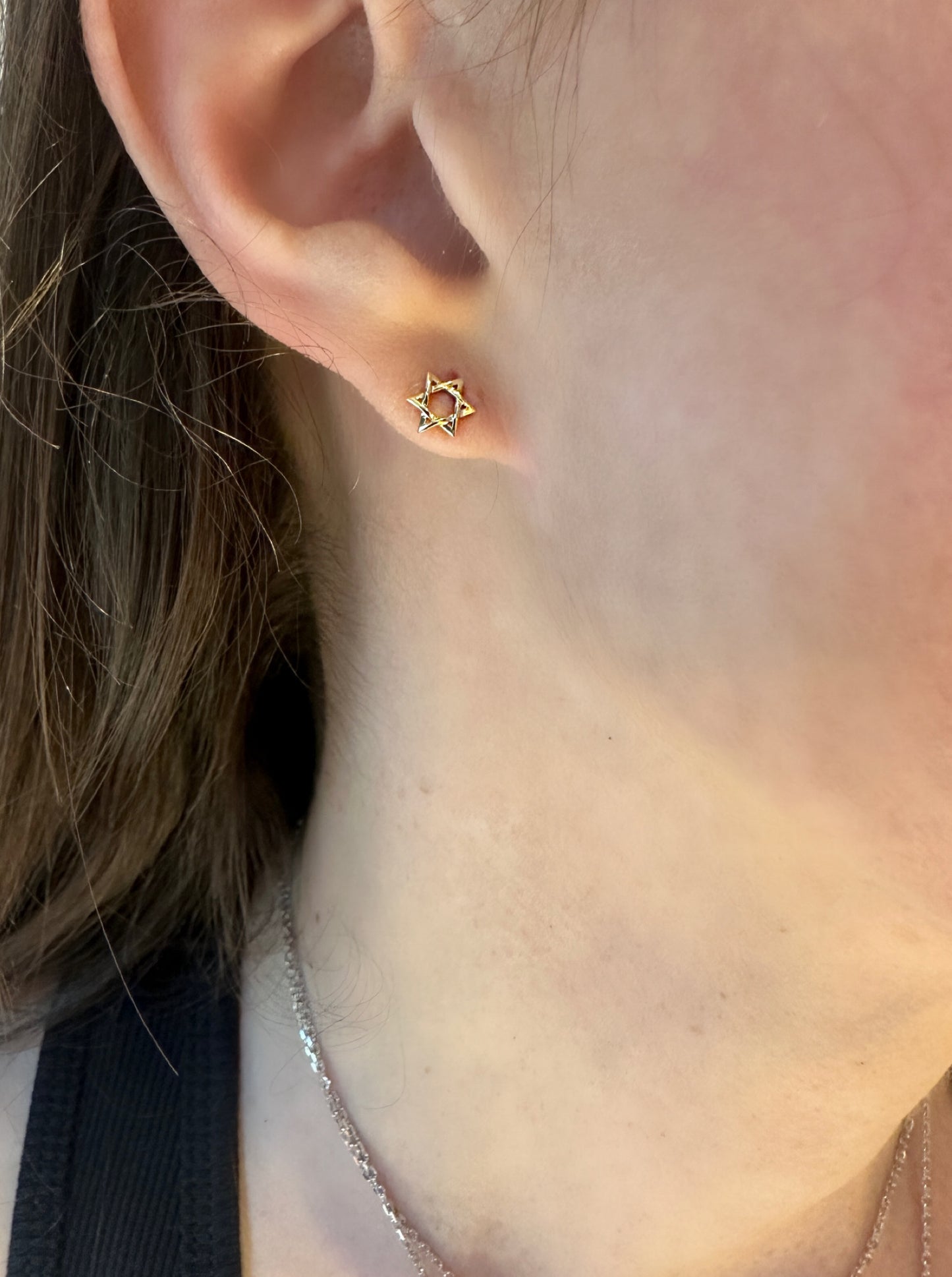 All Gold Mini Star of David Stud Earrings