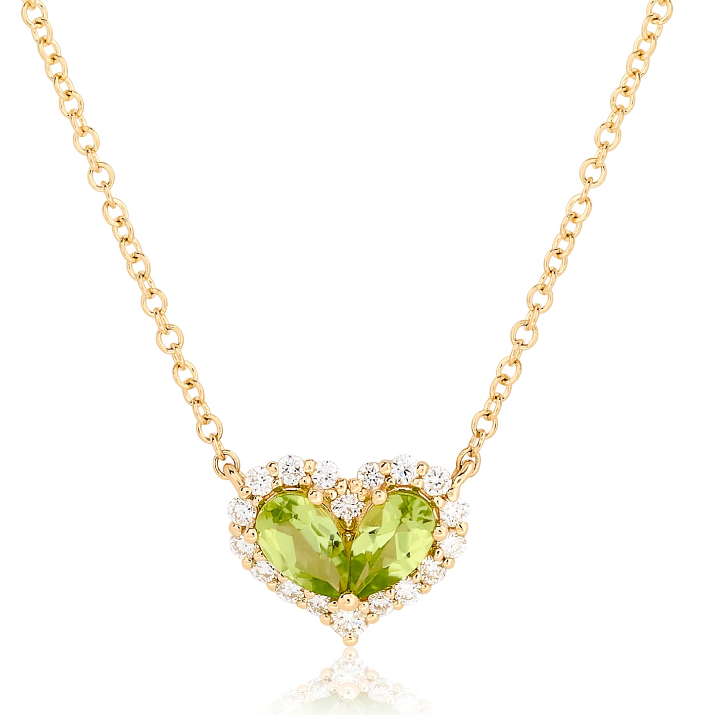 Chubby Peridot and Diamond Heart Pendant