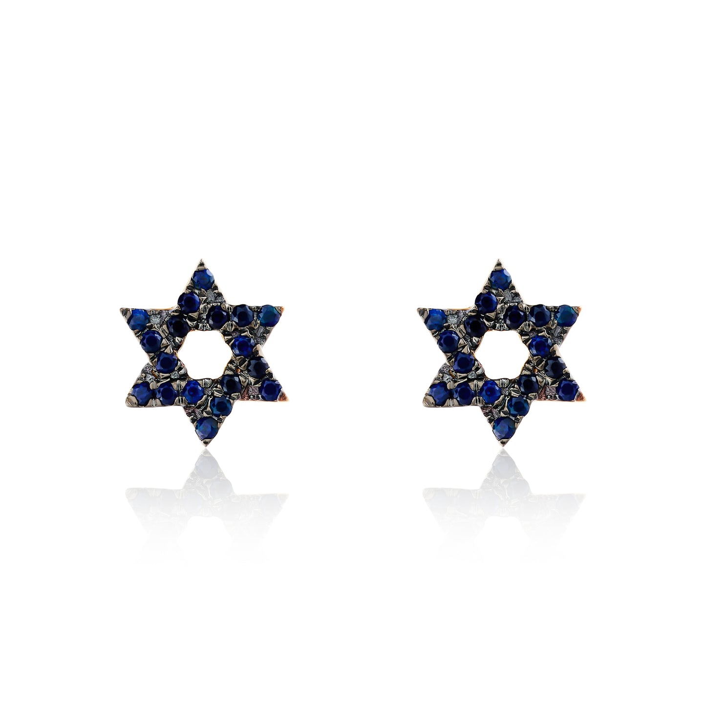 Mini Sapphire Star of David Stud Earrings