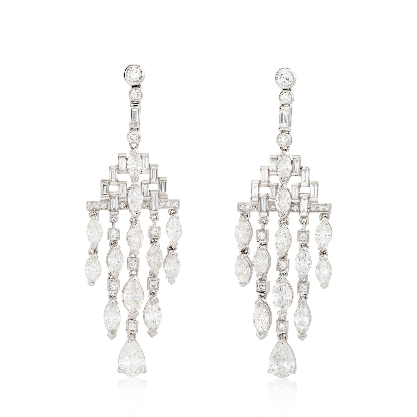Chandelier Deco Style Diamond Earrings