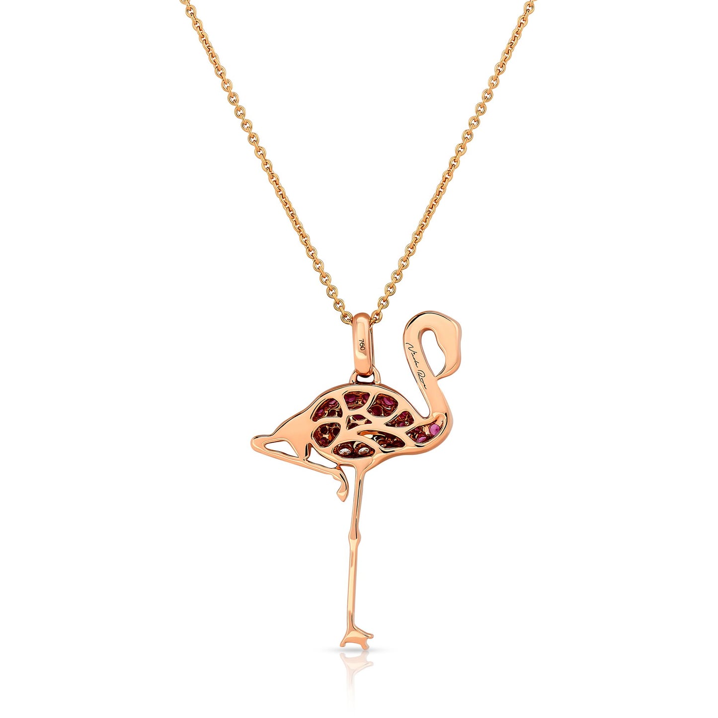 Pink Sapphire and Diamond Flamingo Pendant