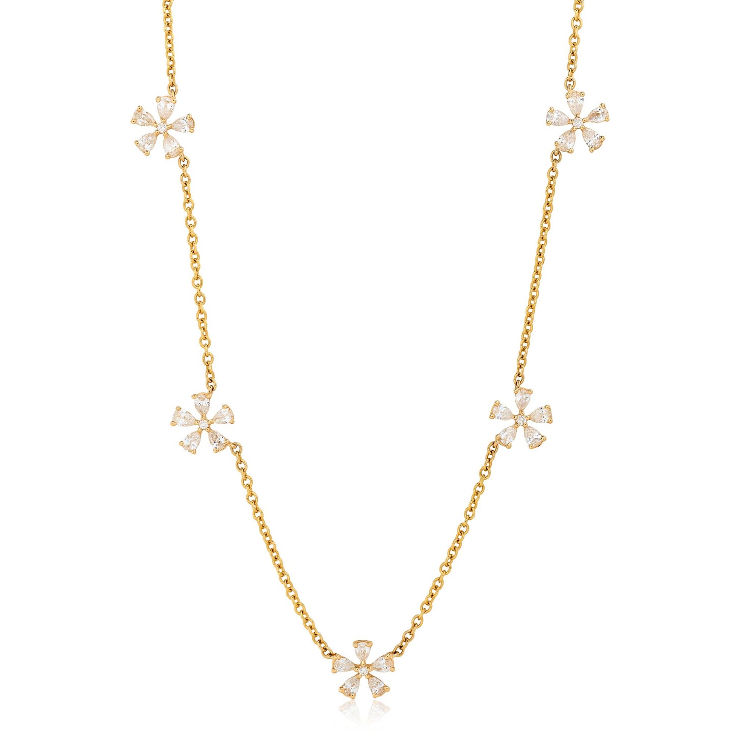 Five Flower Diamond Necklace