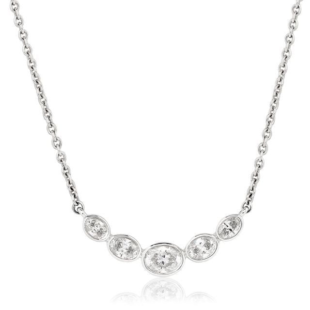 East West Bezel Set Oval Diamond Necklace
