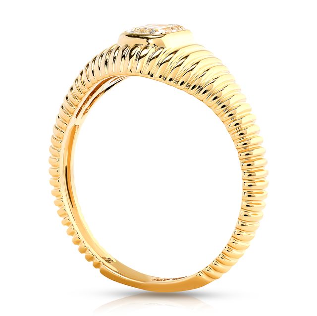 Fluted Emerald Cut Diamond Ring