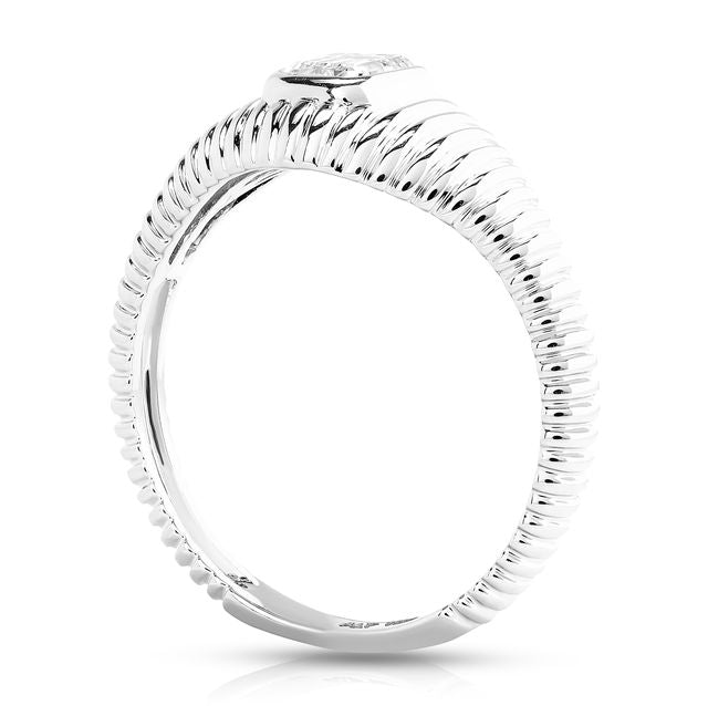 Fluted Emerald Cut Diamond Ring