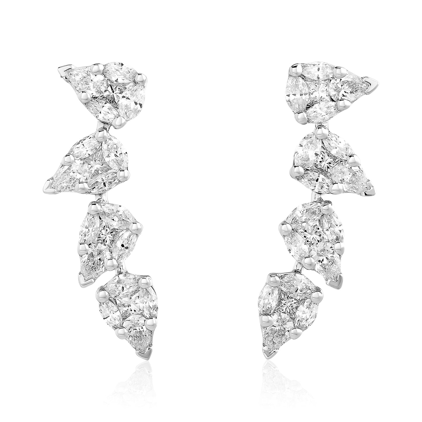 Illusion Pear Shape Diamond Ear Climbers