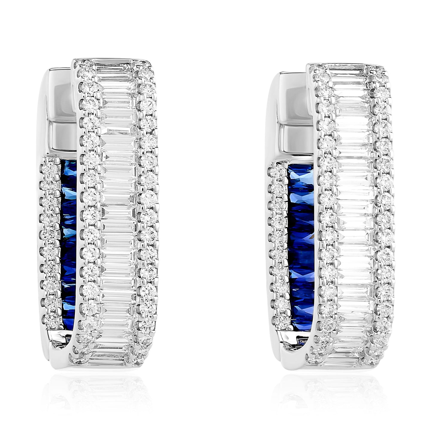 Sapphire and Diamond Hoop Earrings