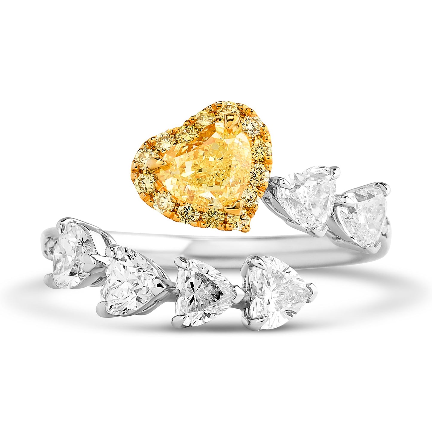 Diamond Heart Cross Over Ring