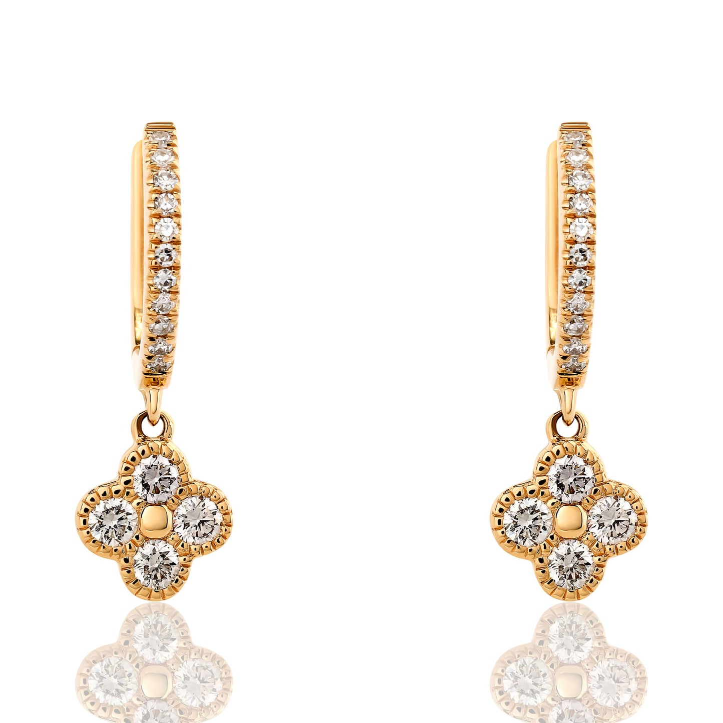 Petite Diamond Clover Dangle Earrings