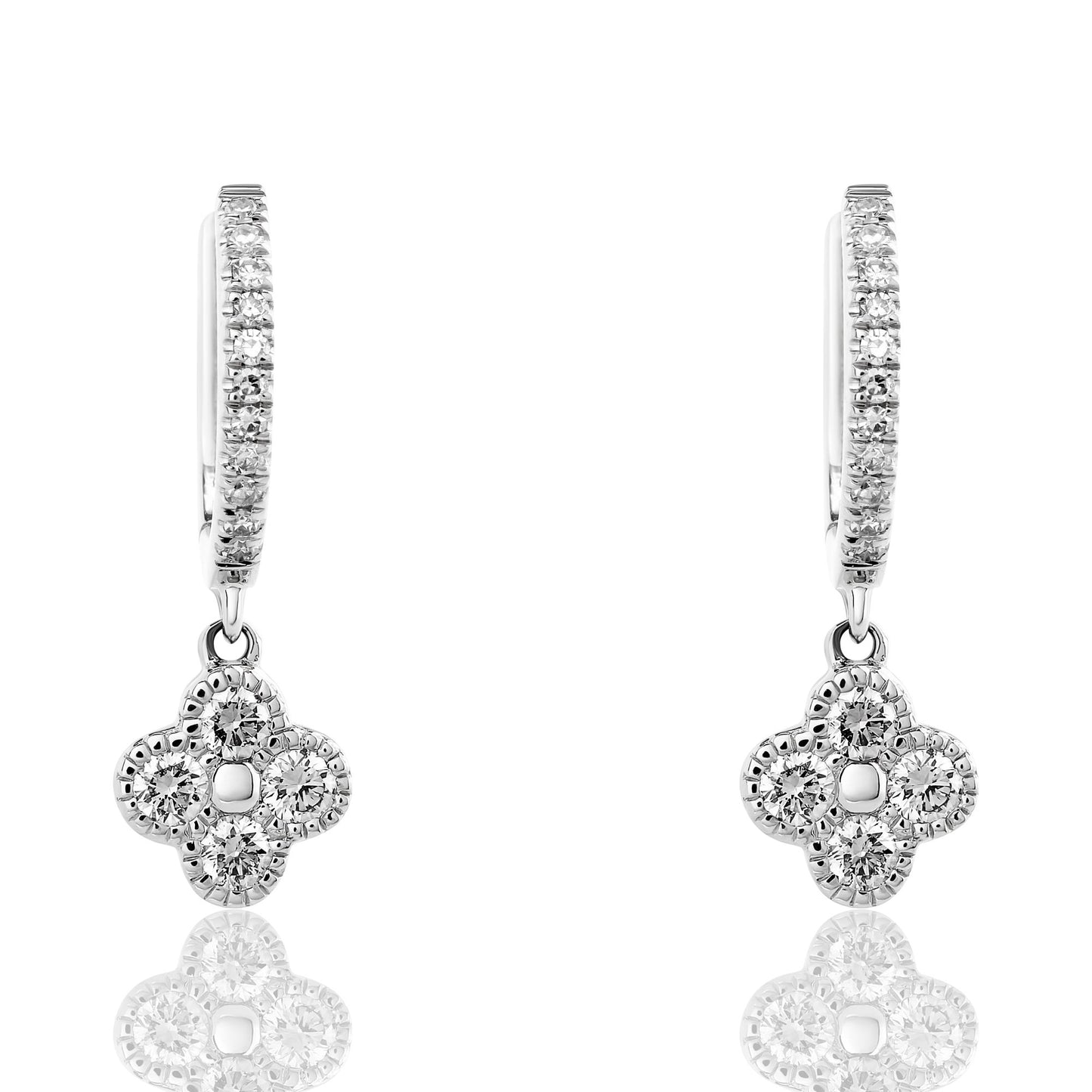 Petite Diamond Clover Dangle Earrings