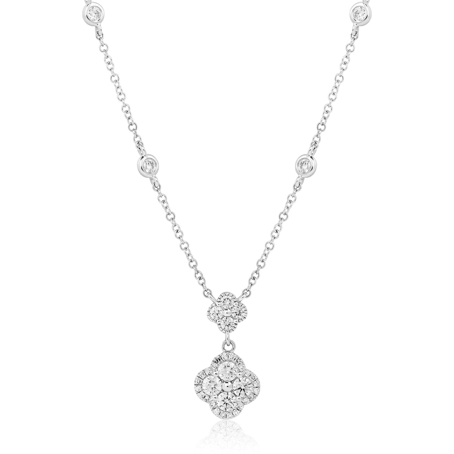 Double Dangle Diamond Clover Necklace By The Yard Necklace