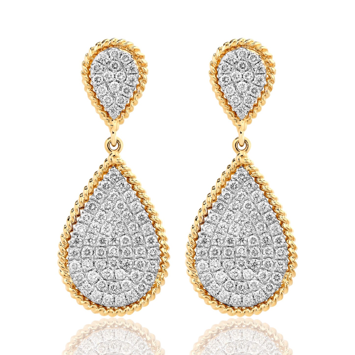 Double Pear Diamond Dangle Earrings