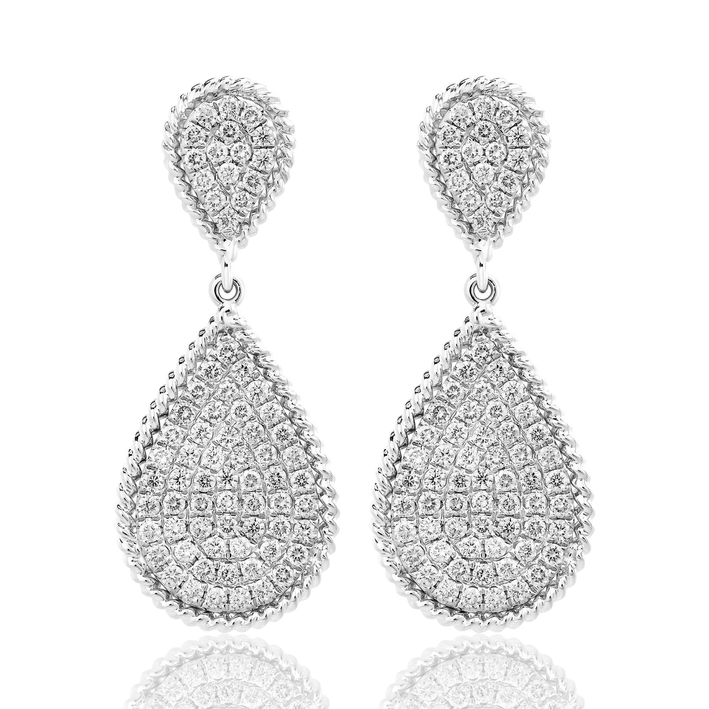 Double Pear Diamond Dangle Earrings