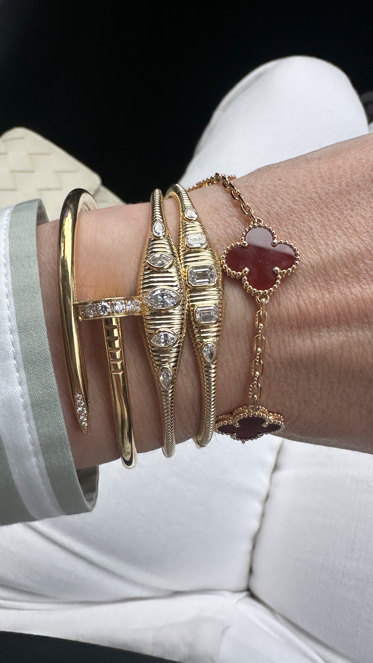 Pear and Marquis Fluted Diamond Bangle Bracelet