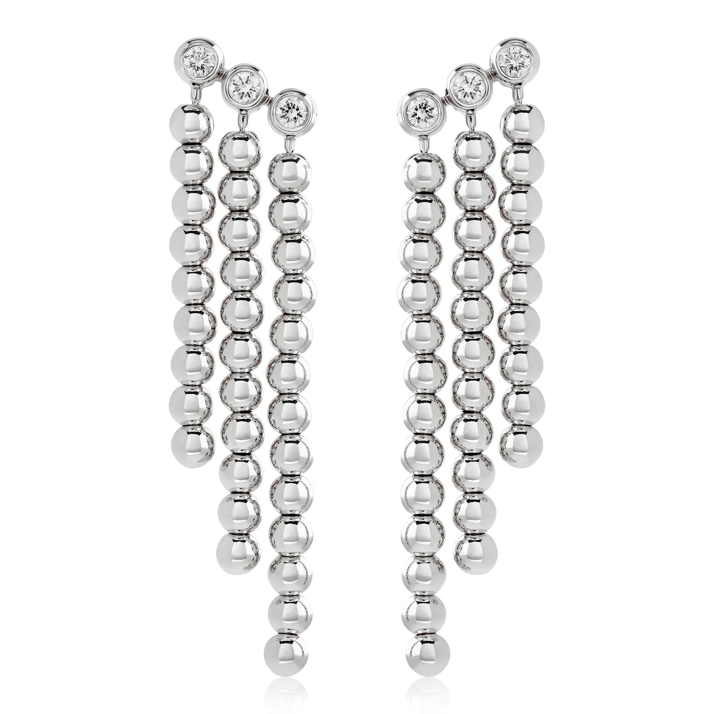 Yellow Gold Bead Diamond Dangle Earrings