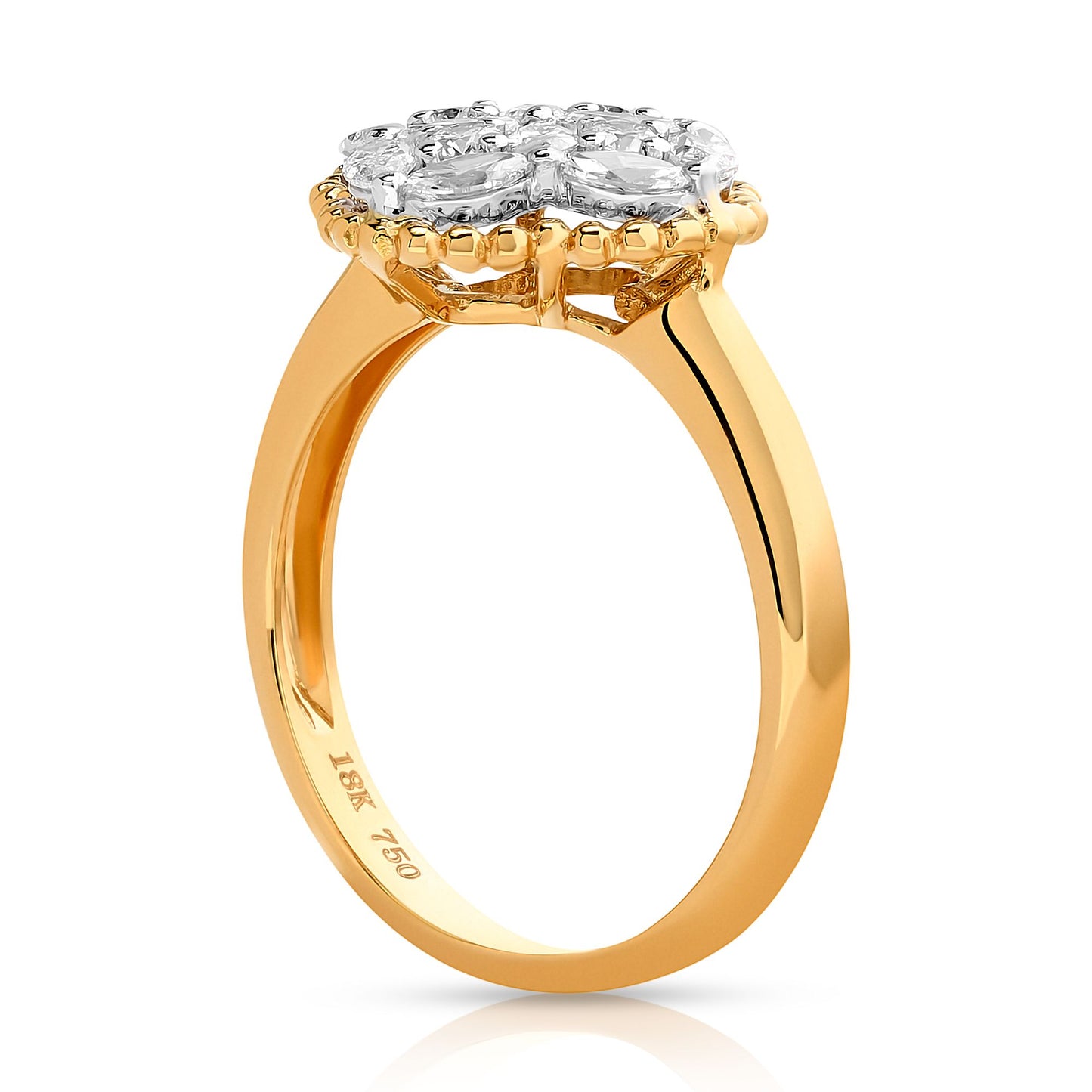 Two Tone Diamond Clover Ring