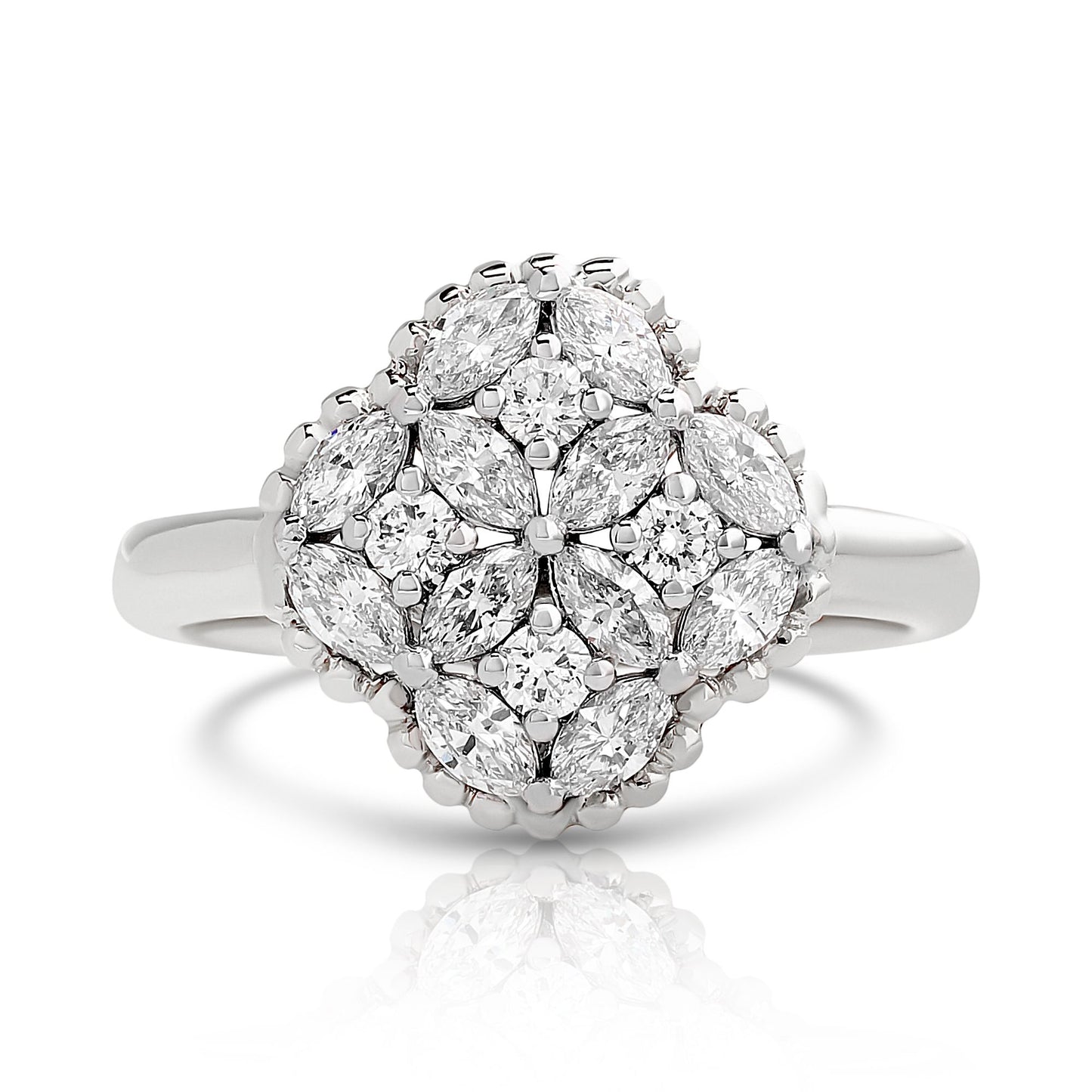 Two Tone Diamond Clover Ring