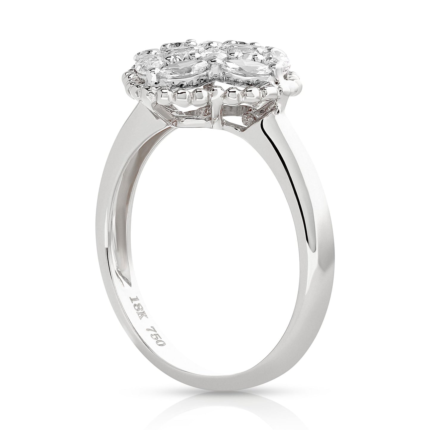 Two Tone Diamond Clover Ring